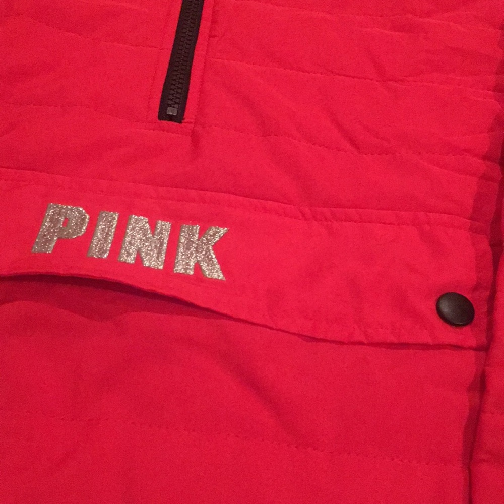 victoria’s secret pink puffer sport jacket red M/L - Picture 3 of 5